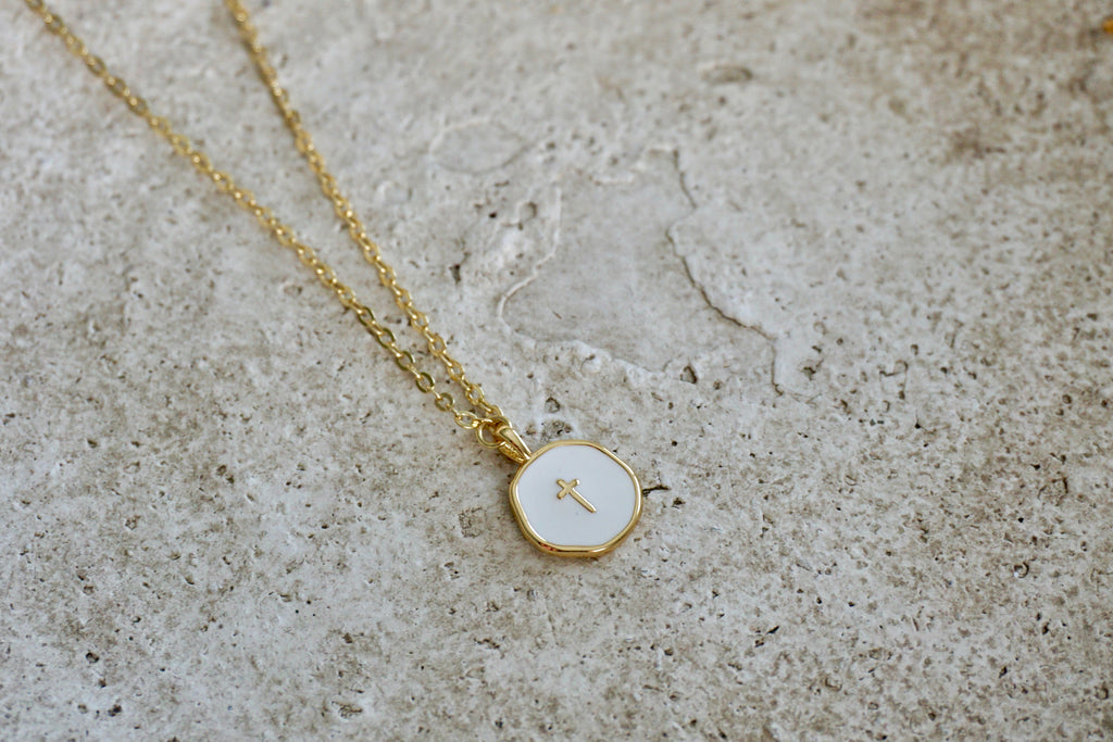 White Cross Necklace